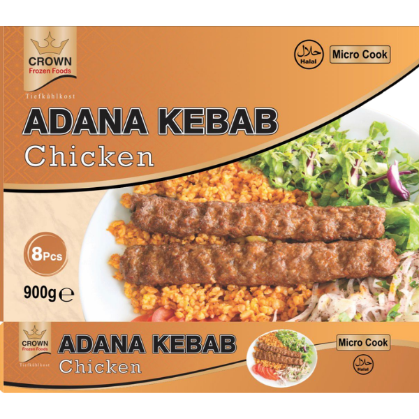 Crown Chicken Adana Kebab 8 Pcs - 900 g