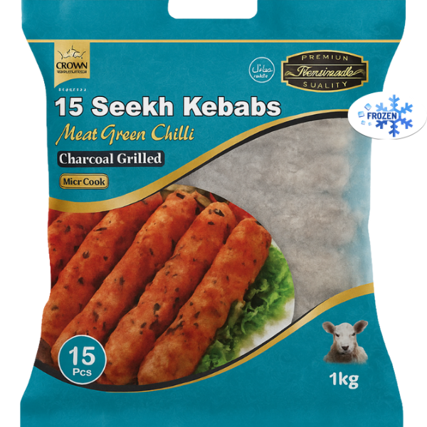 Crown Seekh Kebab Green Chilli Meat - 1 Kg (15 Pcs)
