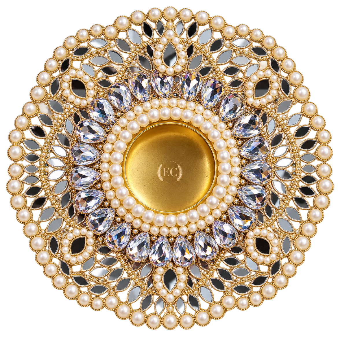 Pearl Mirror Silver Diya – 1 Pc