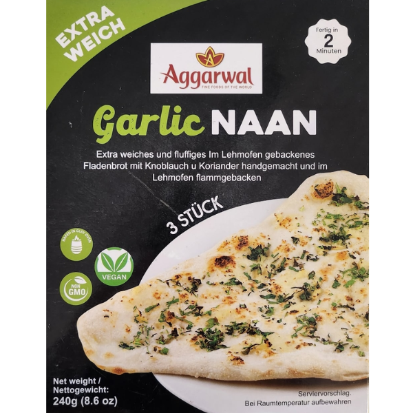 Ready to Eat Garlic Naan - 240 g (3pcs)