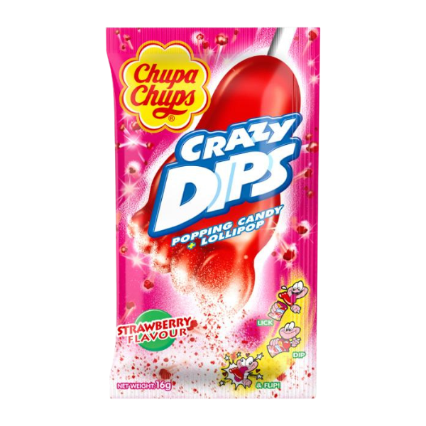 Crazy Dips Popping Lollipop Strawberry 1 Pc - 16 g