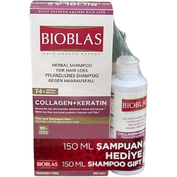 Bioblas Collagen + Keratin Herbal Shampoo – 360 ml + 150 ml