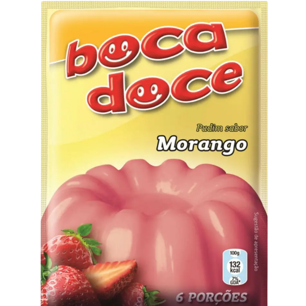 Boca Doce Strawberry (Morango) Pudding Mix – 22 g