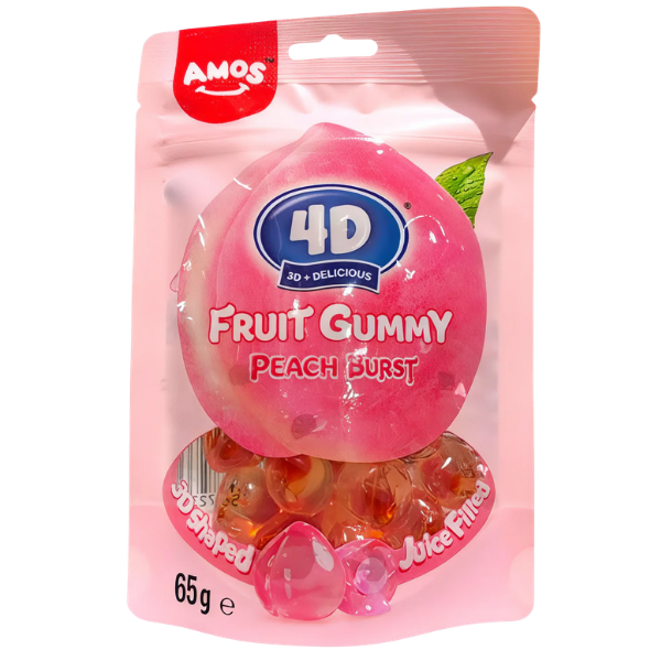 Candy Amos 4D Fruit Gummy – Peach Burst – 65 g