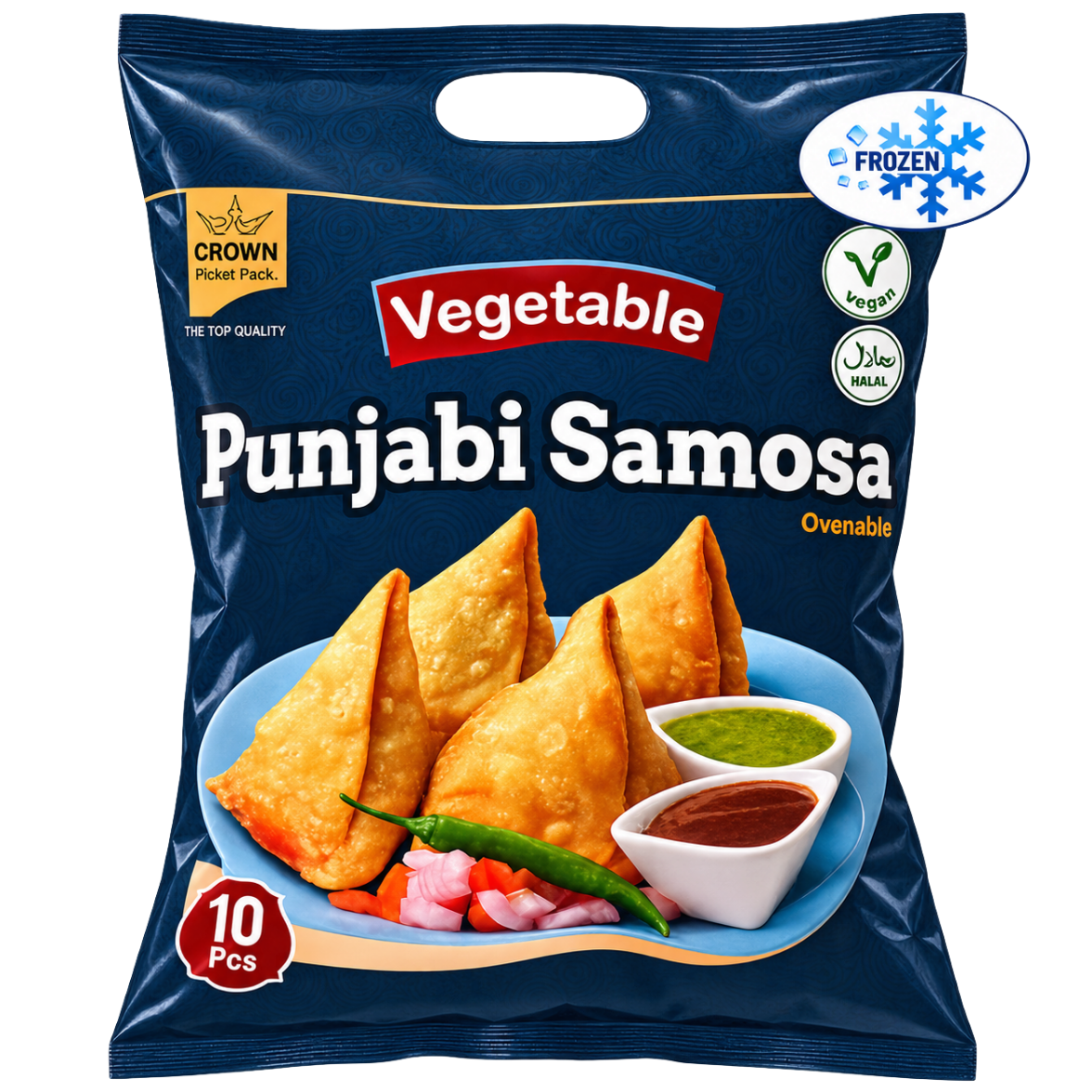 Crown Punjabi Samosa Vegetable Ovenable - 800 g