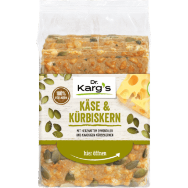 Dr. Karg's Crispbread Cheese & Pumpkin Seeds – 200 g