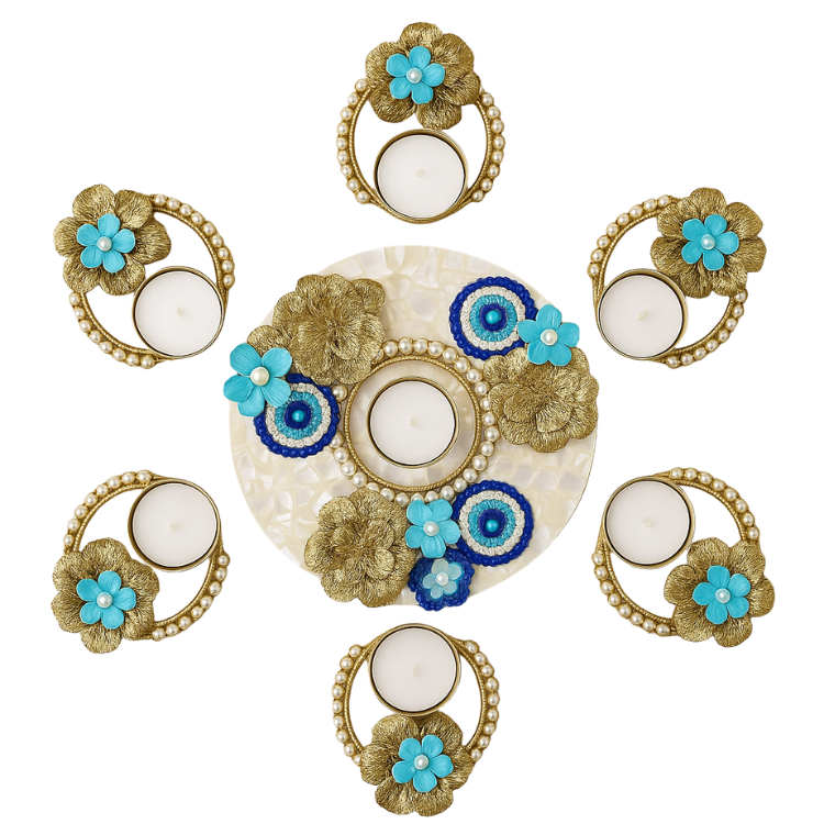 Elegant Tealight Set with Plate - Per Pcs