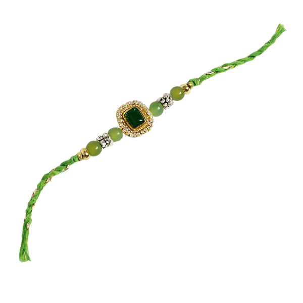Emerald Bloom Kundan Rakhi - Per Pcs