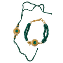 Emerald Embrace Kundan Rakhi - Couple Set