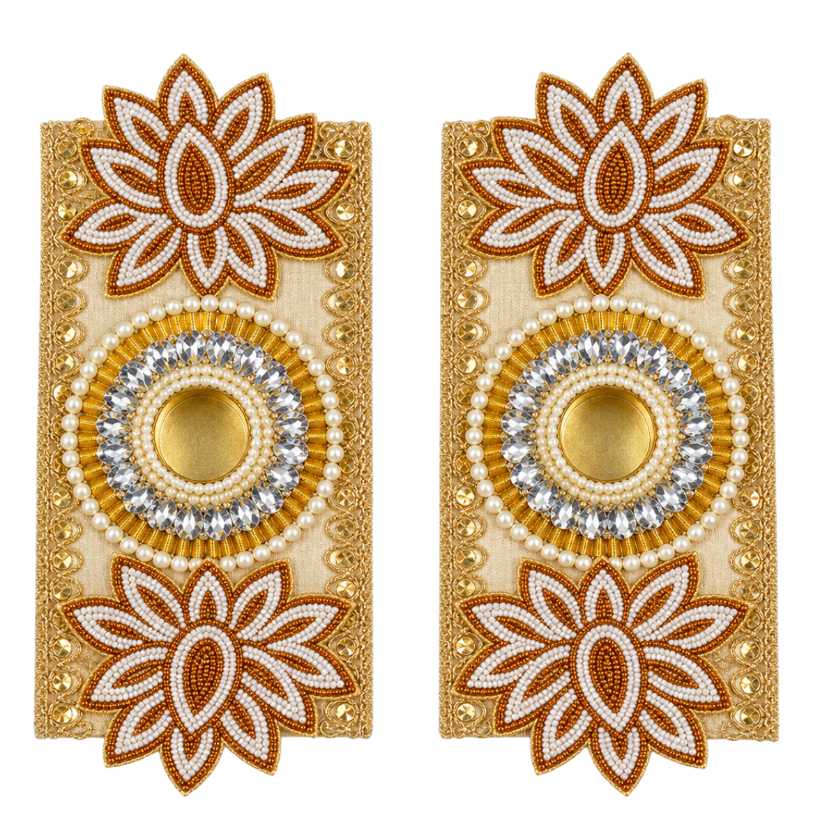Golden Flower Pearl Diya – 1 Pc