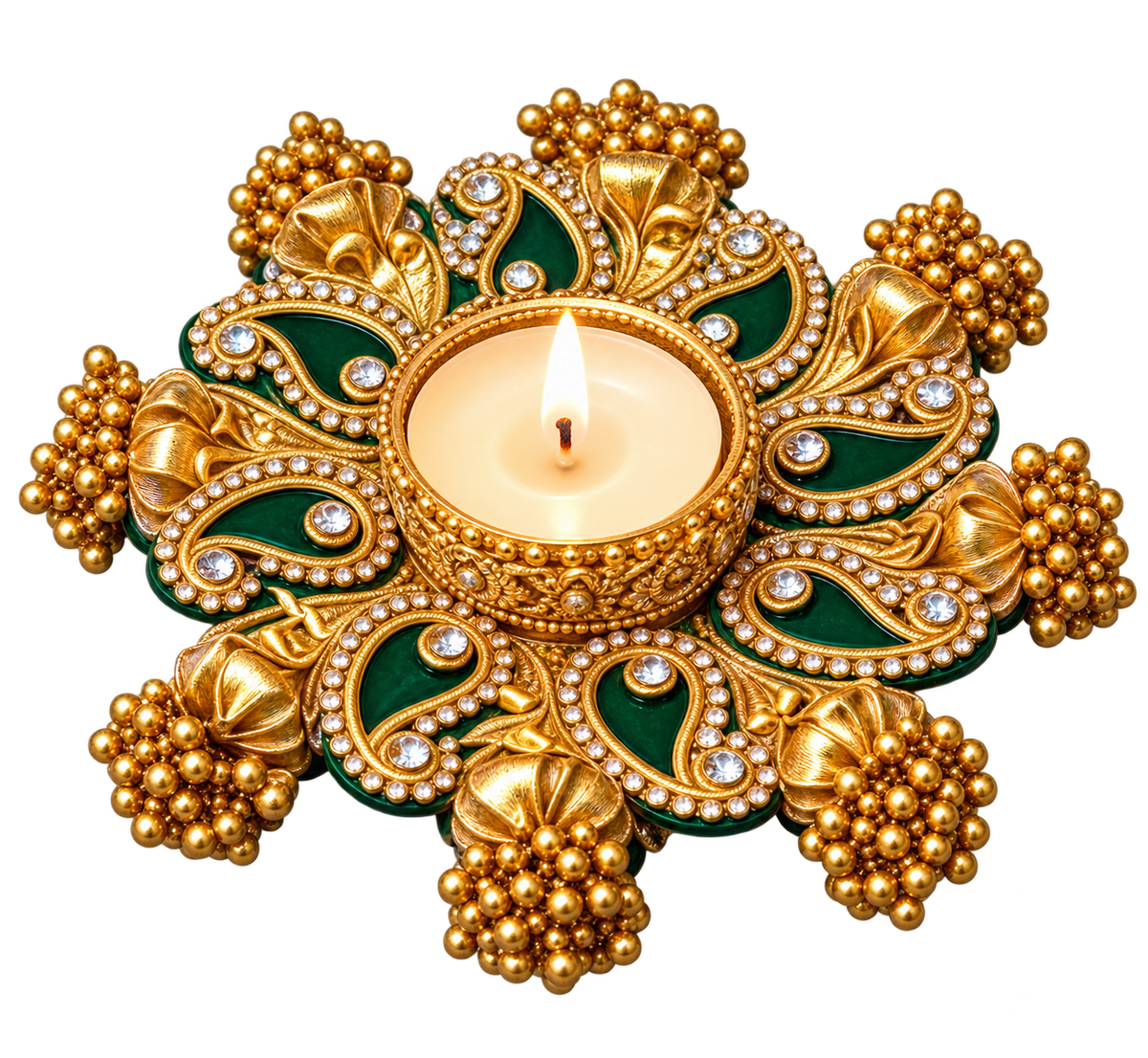 Green Paisley Diya – 1 Pc