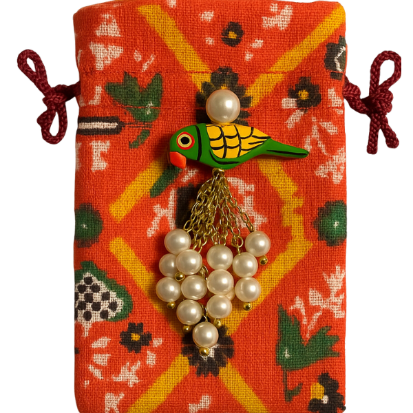 Parrot Pearl Potli Pouch Rakhi - Per Pcs