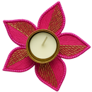 Pink Beaded Floral Diwali Tealight Diya - Per Pcs