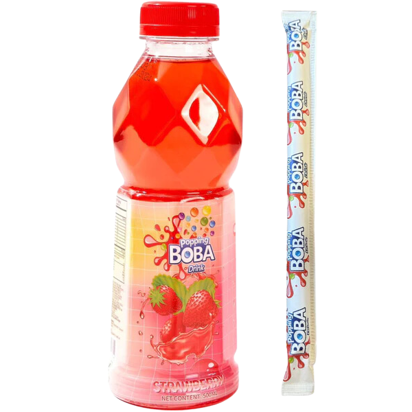 Popping Boba Strawberry Drink - 500 ml