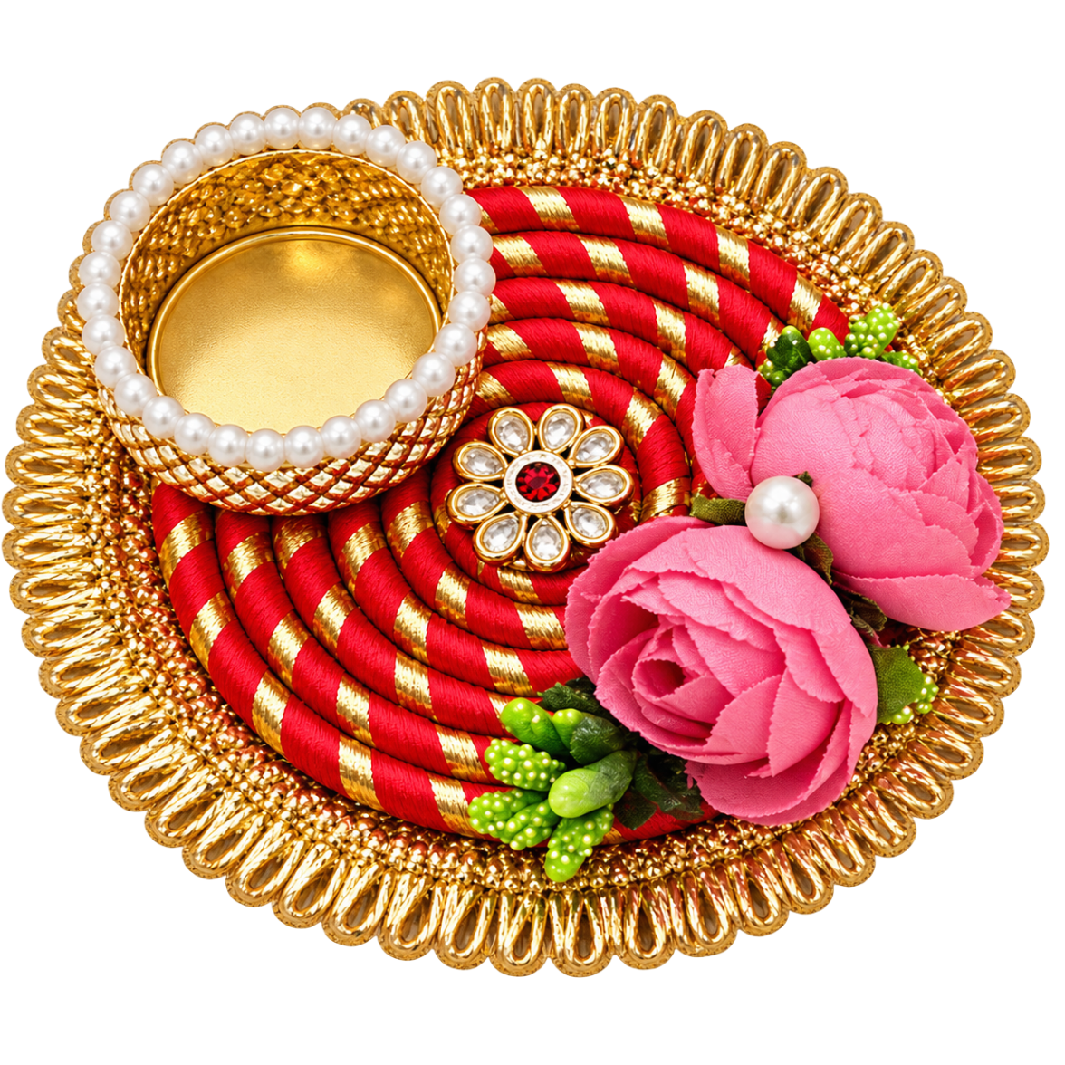 Red Rope Floral Diya – 1 Pc