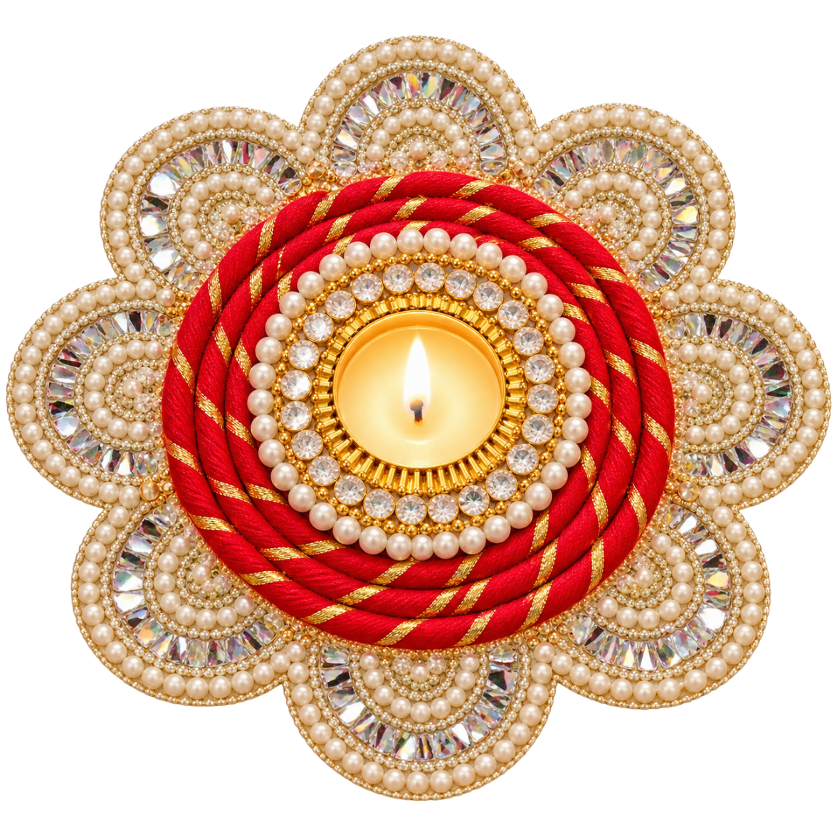 Red Rope and Pearl Diya – 1 Pc