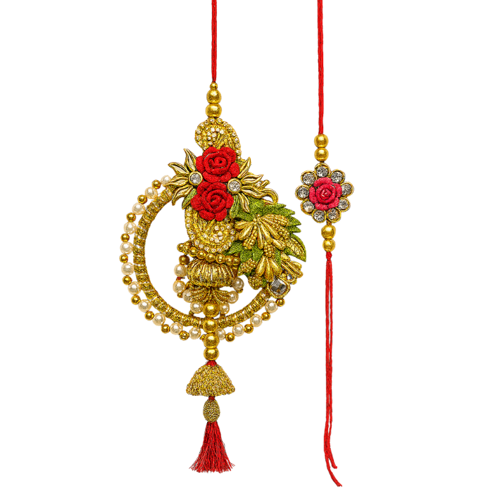 Royal Floral Lumba Rakhi Set - Couple Rakhi