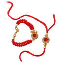 Ruby Radiance Kundan Rakhi – Couple Set