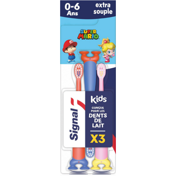 Signal Kids Toothbrush Super Mario – 0–6 Years (Pack of 3)