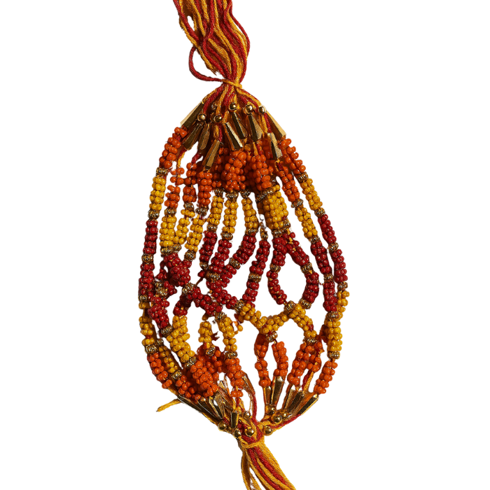 Sunfire Beaded Rakhi – Handwoven Thread & Bead Design