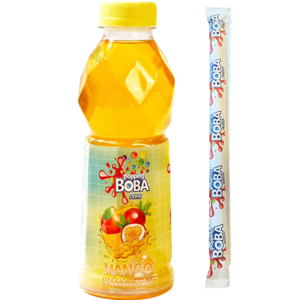 Popping Boba Bubble Tea Mango Passion Fruit Drink - 500 ml