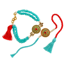 Twin Lotus Kundan Rakhi - Couple Set