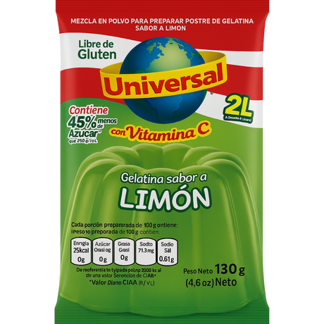 Universal Lemon Flavored Gelatin - 130 g