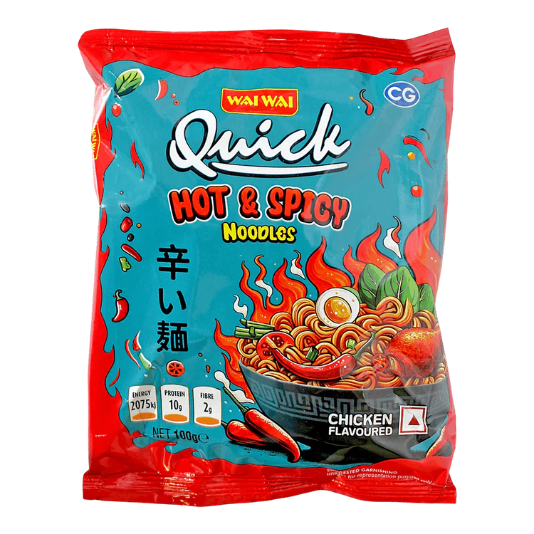 Wai Wai Quick Hot & Spicy Chicken Flavoured Noodles – 100g