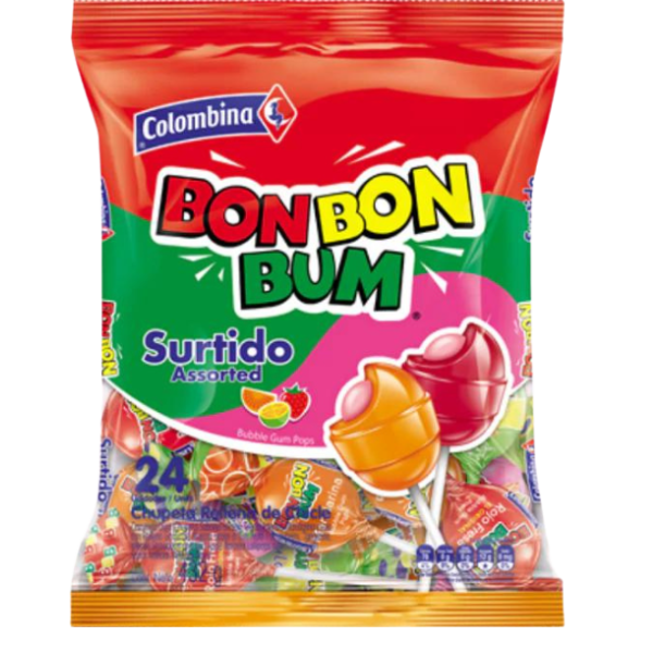Chupetas Bon Bon Bum Surtido - 24 pcs - 408 g